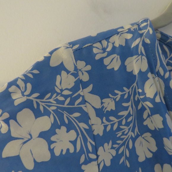 YIREH Brynn Floral Button Front Hawaiian Midi Dress in Denim Blue - Size M NWT - Picture 8 of 15